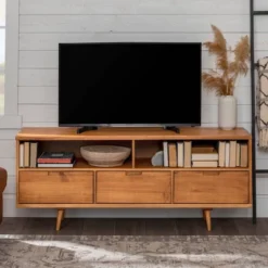 Cara Mid-Century Modern 3 Drawer TV Stand For TVs Up To 65" - Saracina Home -Cheap Furniture Store GUEST 0382d846 581a 4903 9ef0 400ed4eadf41