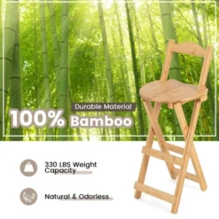 Costway Set Of 4 Bamboo Folding Barstools Counter Height Dining Chairs Installation Free -Cheap Furniture Store GUEST 06e445d6 dc25 4846 8f81 ef7d506d76ca