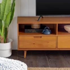 Cara 3 Drawer Mid-Century Modern 3 Drawer TV Stand For TVs Up To 80" - Saracina Home -Cheap Furniture Store GUEST 0824ed10 634d 442e 93d1 6435deb8cb30