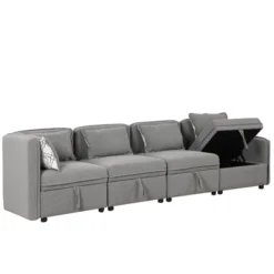 122.8" Minimalist Convertible Modular Sofa, Upholstered Sectional Sofa Couch With 5 Pillows-ModernLuxe -Cheap Furniture Store GUEST 0b88129f dce1 47fc 9ec4 c57992a409e8