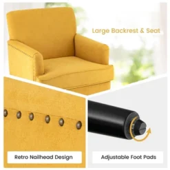 Tangkula Set Of 2 Modern Accent Chair Upholstered Sofa Chair W/ Rubber Wood Legs Yellow -Cheap Furniture Store GUEST 0d001da3 7e9d 43a7 82e1 6d3e2916838f