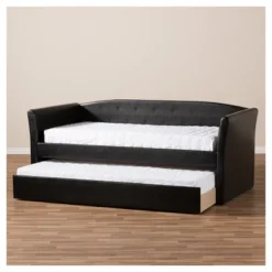 Twin Camino Modern And Contemporary Faux Leather Upholstered Daybed With Guest Trundle Bed - Baxton Studio -Cheap Furniture Store GUEST 20ef71f5 5c27 494b b6e0 c6a8ff39d058