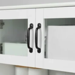 HOMCOM Freestanding Kitchen Pantry, 4-Door Buffet Cabinet With Hutch, Coffee Bar With Adjustable Shelves, 63.5 Inches, White -Cheap Furniture Store GUEST 280f6d6f 7549 46dc 9872 58e221f9506c