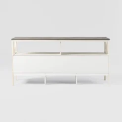 Farmhouse 3 Drawer Wood TV Stand For TVs Up To 65" - Saracina Home -Cheap Furniture Store GUEST 28f76feb 3b1e 4490 93aa fbbe5dcd3f6f