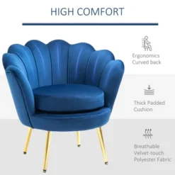 HomCom Elegant Velvet Upholstered Accent Leisure Club Chair With Gold Metal Legs -Cheap Furniture Store GUEST 36821f06 031a 4cfd 8ad6 b397a37162c9