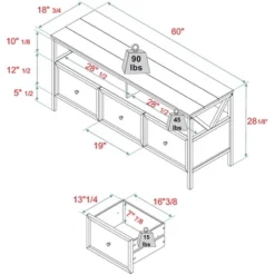 Farmhouse 3 Drawer Wood TV Stand For TVs Up To 65" - Saracina Home -Cheap Furniture Store GUEST 40d5f612 f4e7 48b3 8586 affcd4996633