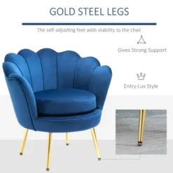 HomCom Elegant Velvet Upholstered Accent Leisure Club Chair With Gold Metal Legs -Cheap Furniture Store GUEST 453ce68e e4a4 4f60 b7ec 9d9cab5e1638