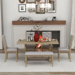 6 PCS Retro Dining Set With Unique-designed Table And Upholstered Chair-ModernLuxe -Cheap Furniture Store GUEST 4707ce10 b789 4c02 92b6 51914d6fa463