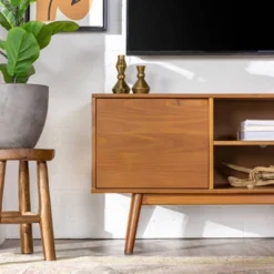Solid Wood Mid-Century Modern TV Stand For TVs Up To 65" - Saracina Home -Cheap Furniture Store GUEST 4afdac7b ce07 40a9 92de c6ef5784b45e