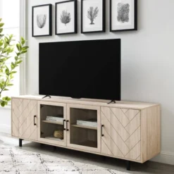 Vik Modern Boho 4 Door Herringbone TV Stand For TVs Up To 80" - Saracina Home -Cheap Furniture Store GUEST 530194cb a341 4baf 923d 18f7438961b6