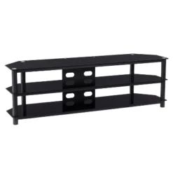 Travers Open Shelves TV Stand For TVs Up To 82" Black - CorLiving -Cheap Furniture Store GUEST 54f85528 267a 418b bedf 533a44ec7149