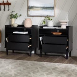 2pk Mid-Century Modern Solid Wood 2 Drawer Storage Nightstands - Saracina Home -Cheap Furniture Store GUEST 559c5ca6 af7e 4136 9a5f 989a82141900