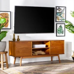 Solid Wood Mid-Century Modern TV Stand For TVs Up To 65" - Saracina Home -Cheap Furniture Store GUEST 55d038af 42a5 438d 8b74 91f0ac9cc7f7