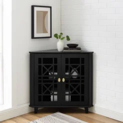 2 Door Corner Accent Cabinet With Fretwork Doors - Saracina Home -Cheap Furniture Store GUEST 56432bd0 d98d 41c7 8ca0 8e740f3e8fc7