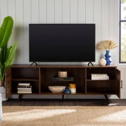 2 Door Mid-Century Modern Wood Storage TV Stand For TVs Up To 80" - Saracina Home -Cheap Furniture Store GUEST 5d44119d 7e55 4beb 8f77 bb1514318948