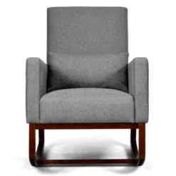 Tangkula 2-in-1 Upholstered Rocking Chair With Wood Leg & Pillow Relax Sofa Chair Light Grey/Beige/Dark Gray -Cheap Furniture Store GUEST 5f5218cd e5cc 4a7a 8198 e10601212c46