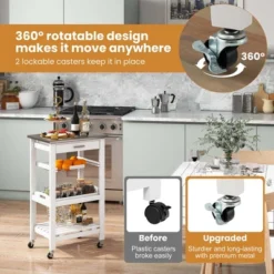 Costway Compact Kitchen Island Cart Rolling Service Trolley With Stainless Steel Top Basket -Cheap Furniture Store GUEST 65c0c9bb 50c6 4b23 bffd 4f1388a1e634
