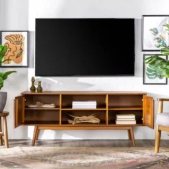 Solid Wood Mid-Century Modern TV Stand For TVs Up To 65" - Saracina Home -Cheap Furniture Store GUEST 686002c1 8c90 4149 bce4 d40fc12f1038