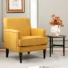 Tangkula Set Of 2 Modern Accent Chair Upholstered Sofa Chair W/ Rubber Wood Legs Yellow -Cheap Furniture Store GUEST 6a5ed62b f16f 41cc b3a2 79aabc223b86