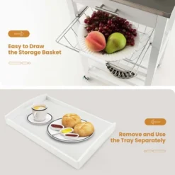 Costway Compact Kitchen Island Cart Rolling Service Trolley With Stainless Steel Top Basket -Cheap Furniture Store GUEST 6d12b3d7 0480 4e1e bf51 084fc2612c3c