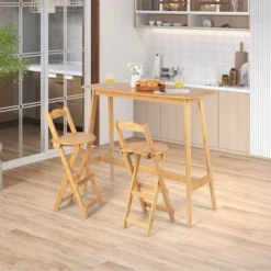 Costway Set Of 4 Bamboo Folding Barstools Counter Height Dining Chairs Installation Free -Cheap Furniture Store GUEST 7004db85 97cc 42ae 9533 c8264c618da5