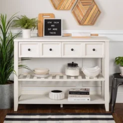 48" Farmhouse Solid Wood 2 Drawer Buffet White - Saracina Home -Cheap Furniture Store GUEST 74221852 8081 4d81 9b5e 8d800e9648bf