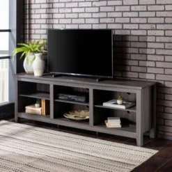 Transitional 6 Cubby Wood Open Storage Wood TV Stand For TVs Up To 80"- Saracina Home -Cheap Furniture Store GUEST 79e53a3c 9e15 40b4 ae14 2a20944d3dac