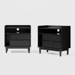 2pk Mid-Century Modern Solid Wood 2 Drawer Storage Nightstands - Saracina Home -Cheap Furniture Store GUEST 7ec02fdf f38c 4ef2 8a65 1390845091ae