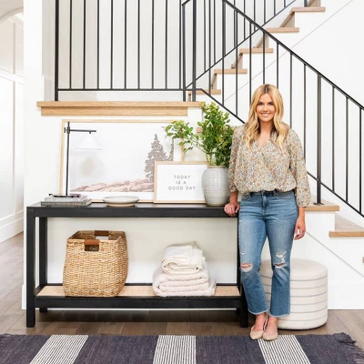 Console Table With Woven Rattan Shelf Black - Threshold™ Designed With Studio McGee 10 Console Table With Woven Rattan Shelf Black - Threshold™ Designed With Studio McGee - Image 8