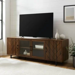 Vik Modern Boho 4 Door Herringbone TV Stand For TVs Up To 80" - Saracina Home -Cheap Furniture Store GUEST 9063eb92 b49a 4de7 8042 61e07cd7b281