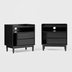 2pk Mid-Century Modern Solid Wood 2 Drawer Storage Nightstands - Saracina Home -Cheap Furniture Store GUEST 90b51515 663a 4264 a749 f3758d2e0dcf