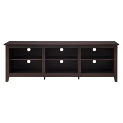 Transitional 6 Cubby Wood Open Storage Wood TV Stand For TVs Up To 80"- Saracina Home -Cheap Furniture Store GUEST 92fe5691 6d10 45aa a903 60b396346c9f