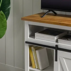 Transitional Sliding Barndoor Highboy TV Stand For TVs Up To 58" - Saracina Home -Cheap Furniture Store GUEST 9668399f e5a7 419a a34e f0354846aab9