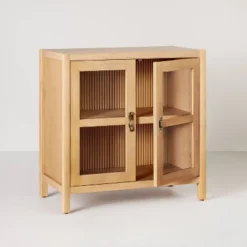Grooved Wood With Glass 2-Door Cabinet - Natural - Hearth & Hand™ With Magnolia -Cheap Furniture Store GUEST 9aa7705a c66f 495b 80dd 55470dae1fa8