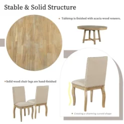 5 PCS Round Wood Extendable Dining Table Set With 4 Upholstered Dining Chairs-ModernLuxe 20 5 PCS Round Wood Extendable Dining Table Set With 4 Upholstered Dining Chairs-ModernLuxe -Cheap Furniture Store GUEST 9ac19d65 3748 4874 9cdb f877628812e6