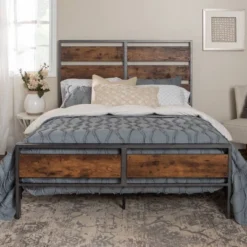 Queen Urban Chic Metal And Wood Plank Bed Brown - Saracina Home -Cheap Furniture Store GUEST 9ba450b4 e465 46ef 9f8f 881f1960dbc8