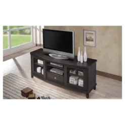 Walda Wood Cabinet With 2 Sliding Doors And 1 Drawer TV Stand For TVs Up To 60" Dark Brown/Gray - Baxton Studio -Cheap Furniture Store GUEST 9f09957a a777 49ef 99ba 842d275e8cda