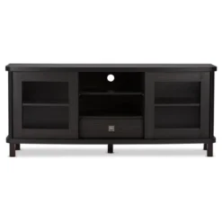 Walda Wood Cabinet With 2 Sliding Doors And 1 Drawer TV Stand For TVs Up To 60" Dark Brown/Gray - Baxton Studio -Cheap Furniture Store GUEST 9faebf97 9e11 4f07 8eea b492ac6d1041