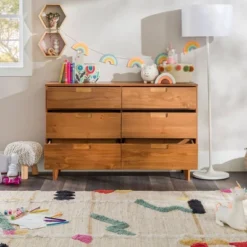 Mid-Century Modern Groove Wood 6 Drawer Dresser - Saracina Home -Cheap Furniture Store GUEST b23f9ced 0f20 4832 b513 915786661b90