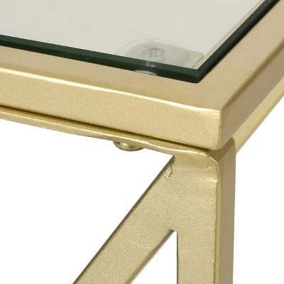 Kokesh Modern Glam Tempered Glass 3 Shelf Asymmetrical Bookcase Gold - Christopher Knight Home 7 Kokesh Modern Glam Tempered Glass 3 Shelf Asymmetrical Bookcase Gold - Christopher Knight Home - Image 6