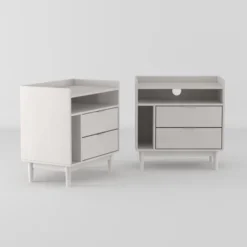 2pk Mid-Century Modern Solid Wood 2 Drawer Storage Nightstands - Saracina Home -Cheap Furniture Store GUEST c880a12d 845d 41f3 8c73 9ddb9ed4b555