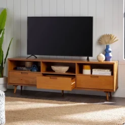 Cara 3 Drawer Mid-Century Modern 3 Drawer TV Stand For TVs Up To 80" - Saracina Home -Cheap Furniture Store GUEST d0c50bac b70e 4f4a 80ee 5b7b6555975b