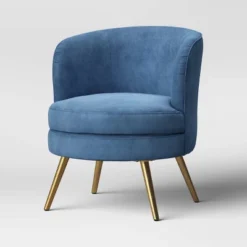 Beadle Accent Chair With Brass Leg Velvet Blue - Project 62™ -Cheap Furniture Store GUEST d4679c72 a785 43ed aaa6 06383e4211f6