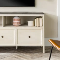 Farmhouse 3 Drawer Wood TV Stand For TVs Up To 65" - Saracina Home -Cheap Furniture Store GUEST db616c55 957b 4465 80b7 0cddcd1d7792