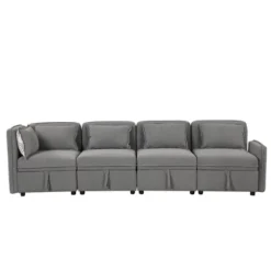 122.8" Minimalist Convertible Modular Sofa, Upholstered Sectional Sofa Couch With 5 Pillows-ModernLuxe -Cheap Furniture Store GUEST dce9fb95 745e 49c9 aade a8aed3acddf8