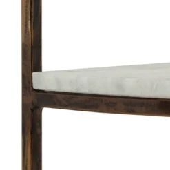 33.5" Bainville Modern Glam Handcrafted Marble Half Round Etagere Bookcase Natural White/Antique Brass - Christopher Knight Home -Cheap Furniture Store GUEST e8e9bc5f cfde 4ca6 8d2c 47465c627aa2